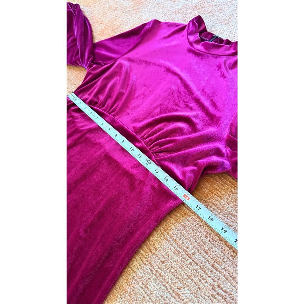 ASOS Velvet Lace Mini Dress Pink Black Long Sleeve Size 12 - Picture 3 of 11